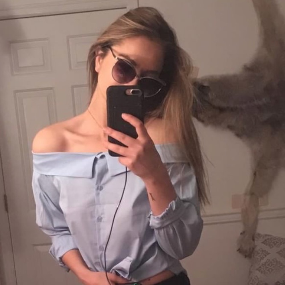 Stylish off-shoulder dress shirt